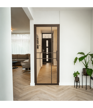 OUTLET: Stalen Binnendeur - Brons - 6 Vlaks - 231,5 x 83,0 - Licht brons rookglas - Luxe design