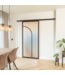 OUTLET: Stalen Schuifdeur met koofsysteem 2100x1000 - 6 Vlaks - Brons - mat glas - Luxe design