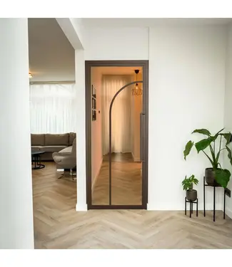 OUTLET: Stalen Binnendeur - Brons - 2 Vlaks rond  - Brons rookglas - 211,5 x 93 - Rechtsdraaiend