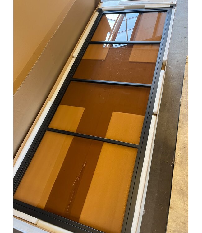 OUTLET: Stalen Taatsdeur - Zwart - 4 Vlaks - Brons rookglas - 231,5 x 88