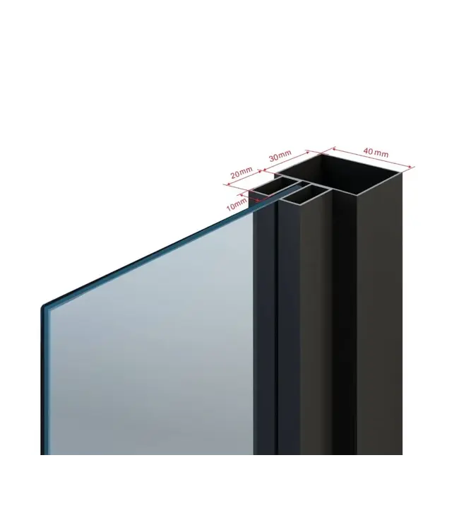 OUTLET: Stalen Schuifdeur - Zwart - 4 Vlaks - Brons rookglas - 215 x 100