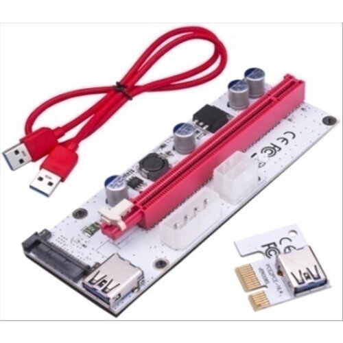 Chitek 008S PCI-E 1X naar 16X Extender PCIE Riser Kaart met Rode USB Kabel 60CM