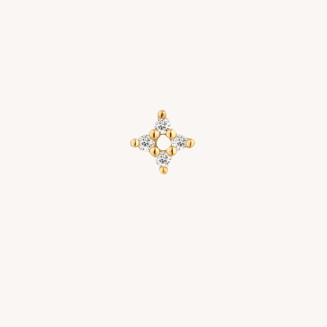 14K Solid Gold Diamond Starlight Threaded Labret