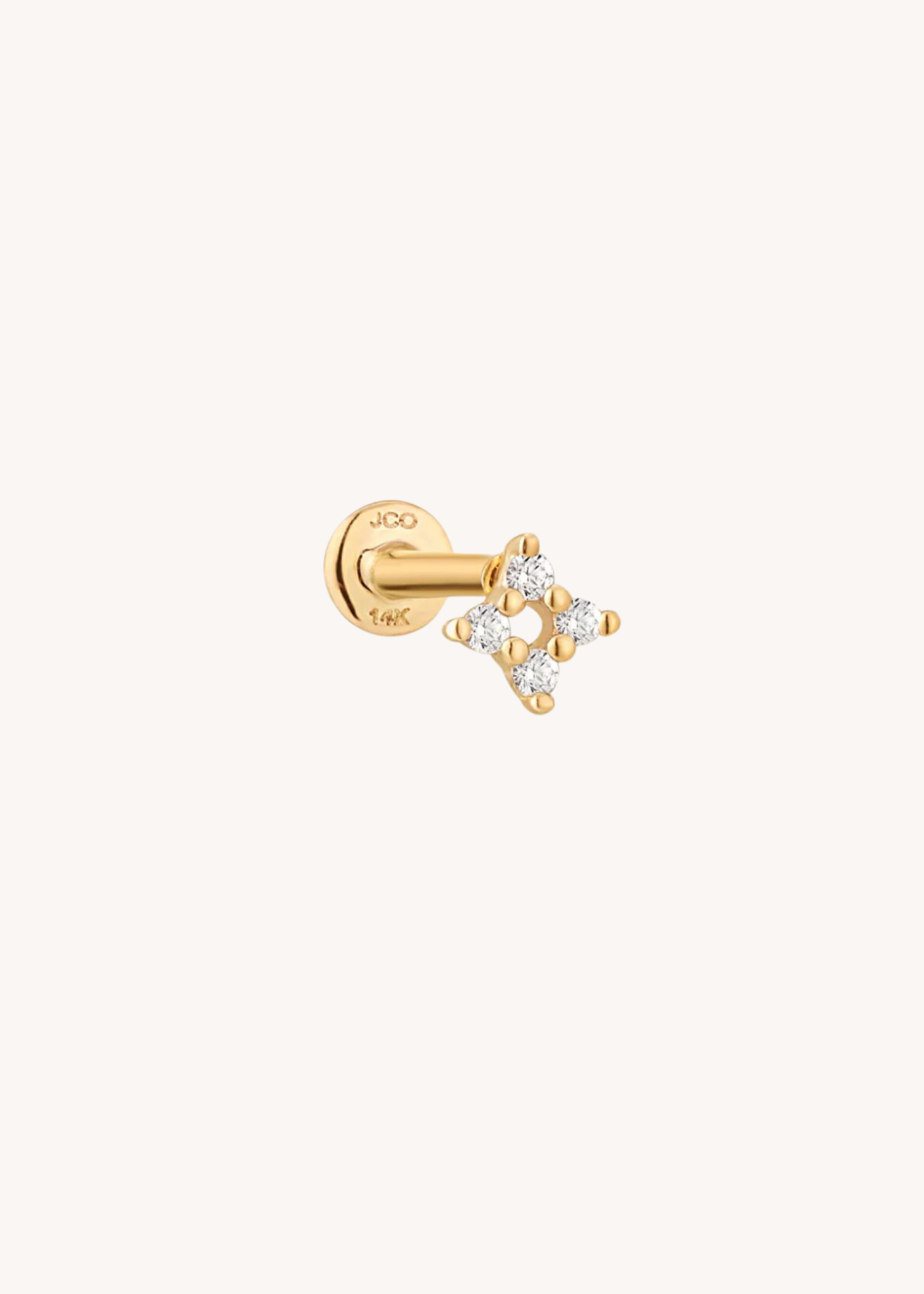 14K Solid Gold Diamond Starlight Threaded Labret - Dear Diary Tattoo