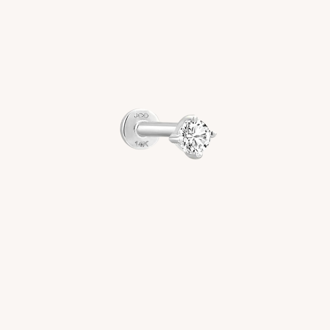 14K Solid Gold Baby Diamond Threaded Labret Earring