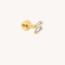 14K Solid Gold Twin Baguette Diamond Threaded Labret