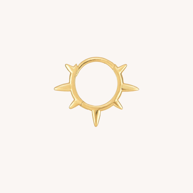 14K Massief Goud Spike Hoop Earring