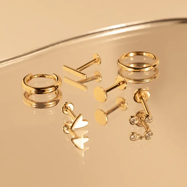 14K Solid Gold Heart Internally Threaded Labret