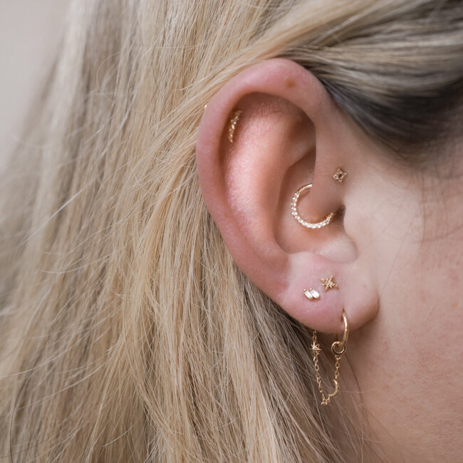 14K Solid Gold Starburst Internal Labret