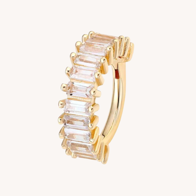 14K Solid Gold CZ Click Ring St. Tropez