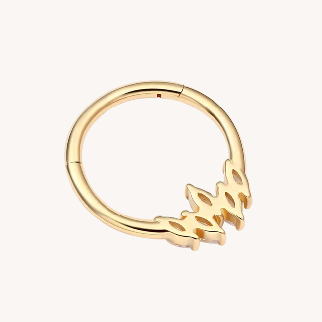 14 Solid Gold CZ Click Ring Gemini