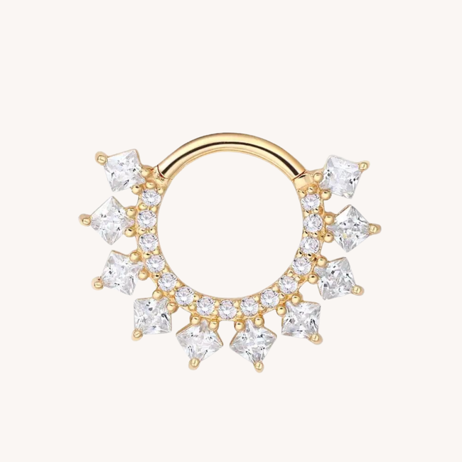 14K Solid Gold CZ Click Ring Milky Way
