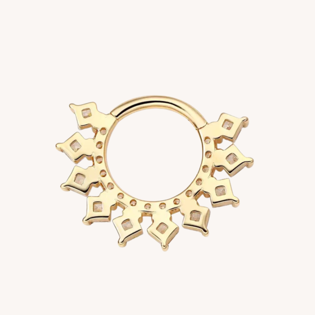 14K Solid Gold CZ Click Ring Milky Way