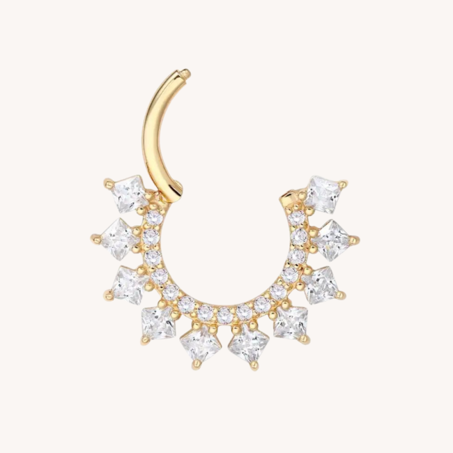 14K Solid Gold CZ Click Ring Milky Way