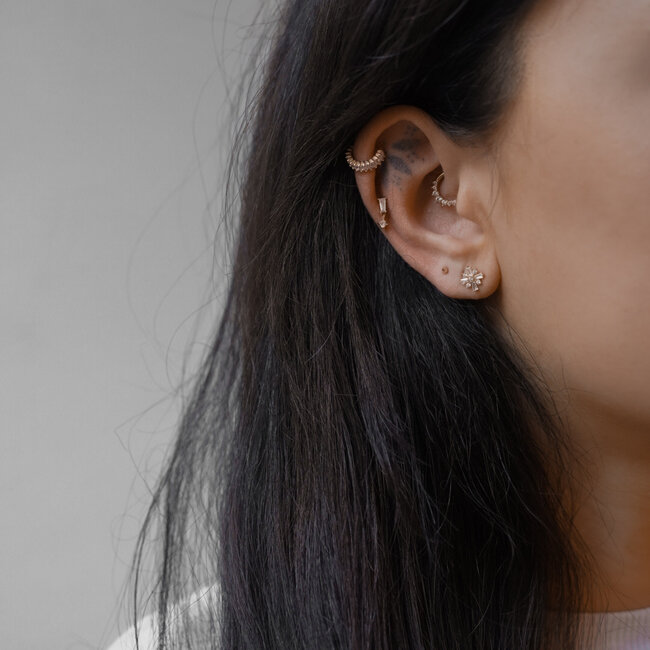 14K Solid Gold CZ Click Ring