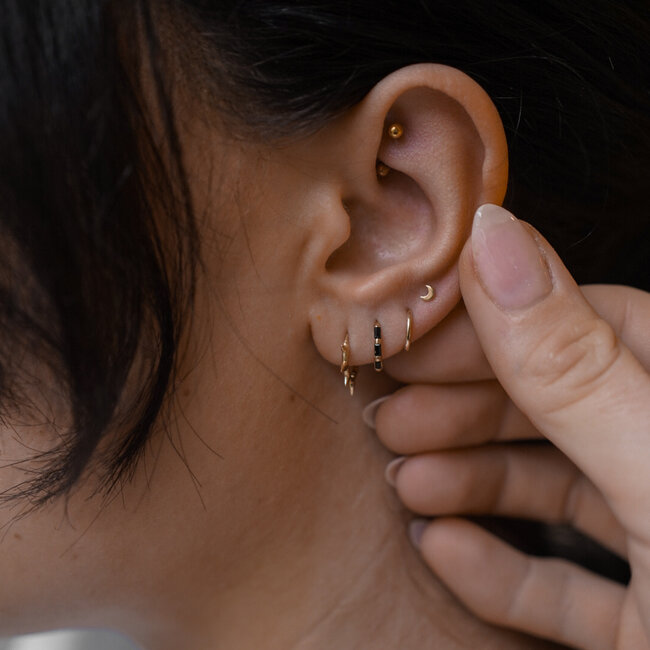 14K Massief Goud Spike Hoop Earring