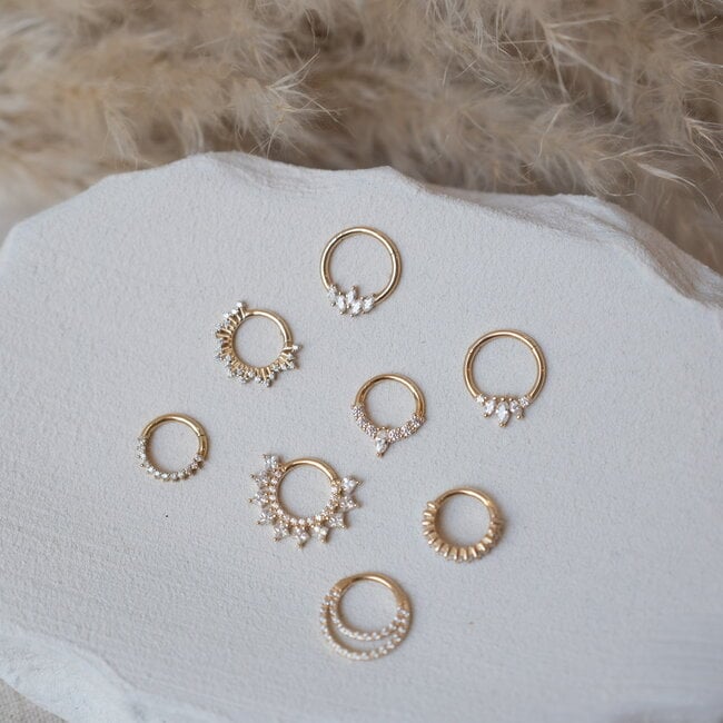 14K Solid Gold CZ Click Ring Milky Way