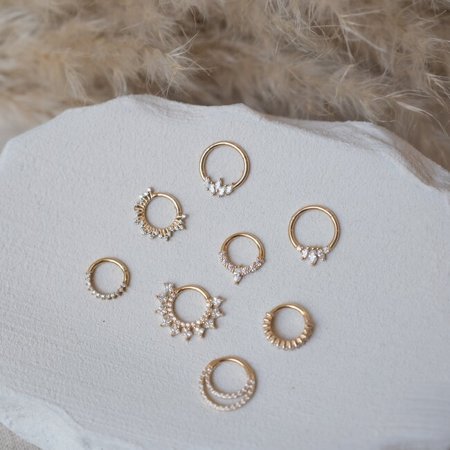 14 Solid Gold CZ Click Ring Gemini