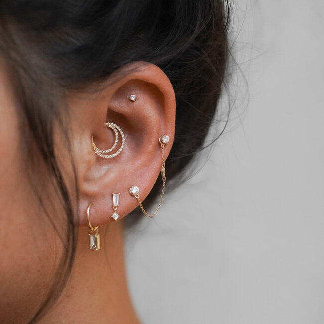 14K Solid Gold CZ Clicker Sarah