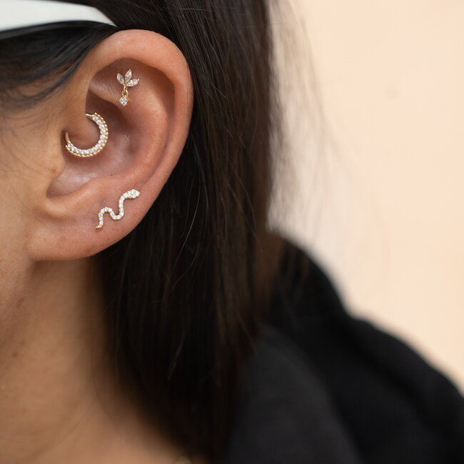 14K Solid Gold Threadless Labret Serpent