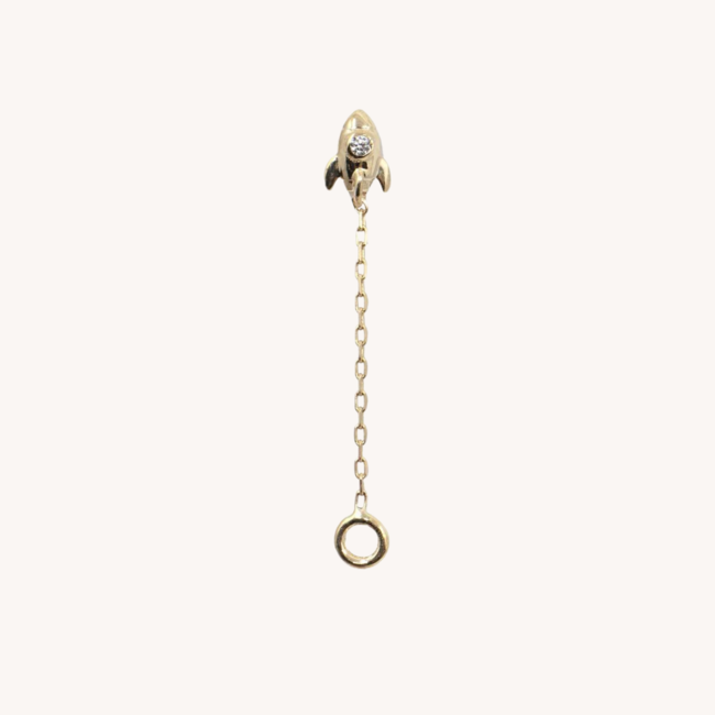 14K Solid Gold Threadless Labret Rocket Scientist