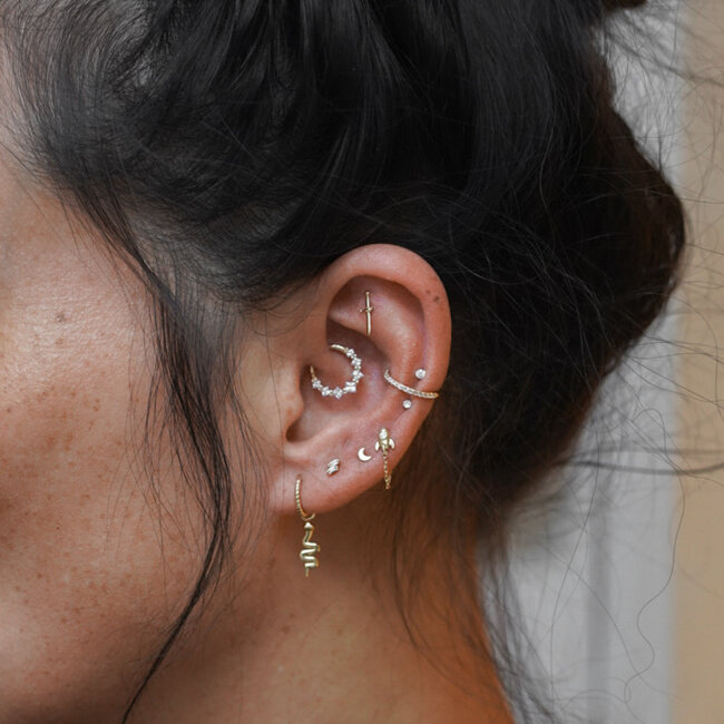 14K Solid Gold Threadless Labret Rocket Scientist