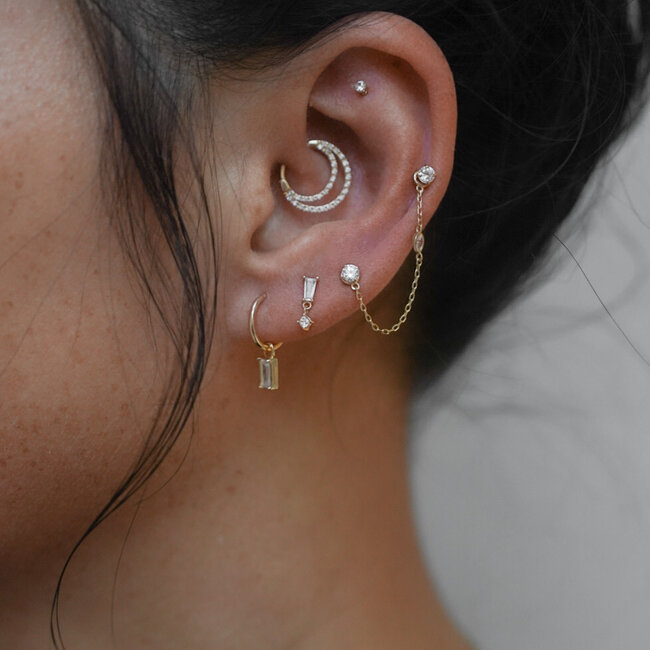 14K Solid Gold Baguette Charm