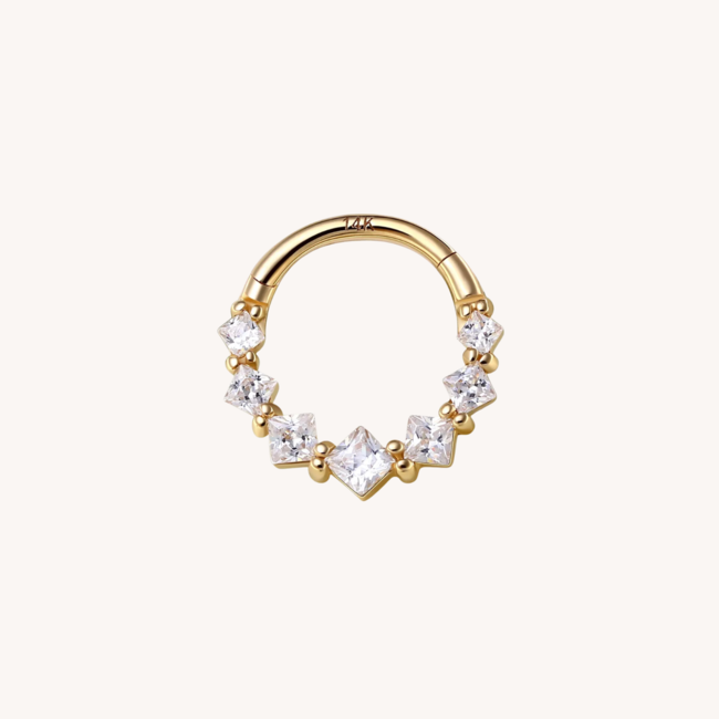 14K Massief Goud CZ Click Ring Diana