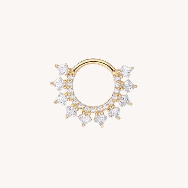 14K Massief Goud CZ Click Ring Milky Way