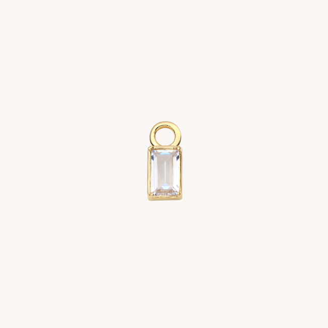 14K Massief Goud Baguette Charm