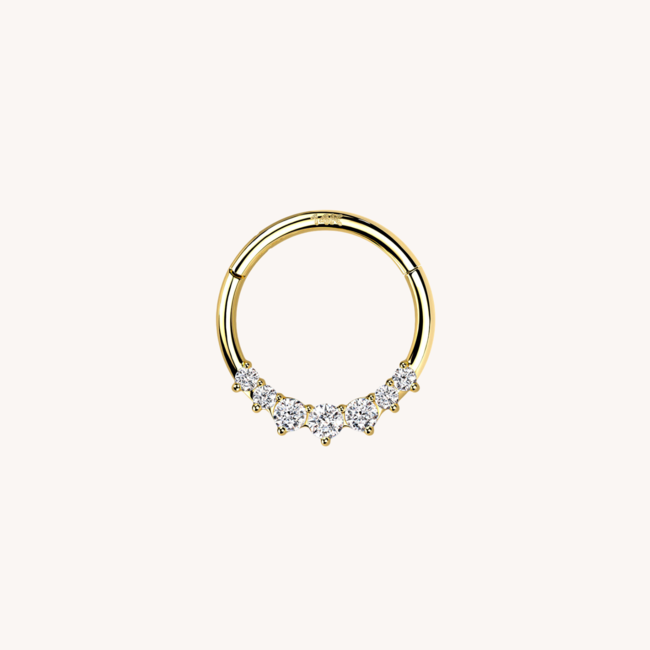 14K Solid Gold CZ Click Ring