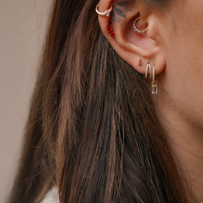 14K Massief Goud Baguette Charm