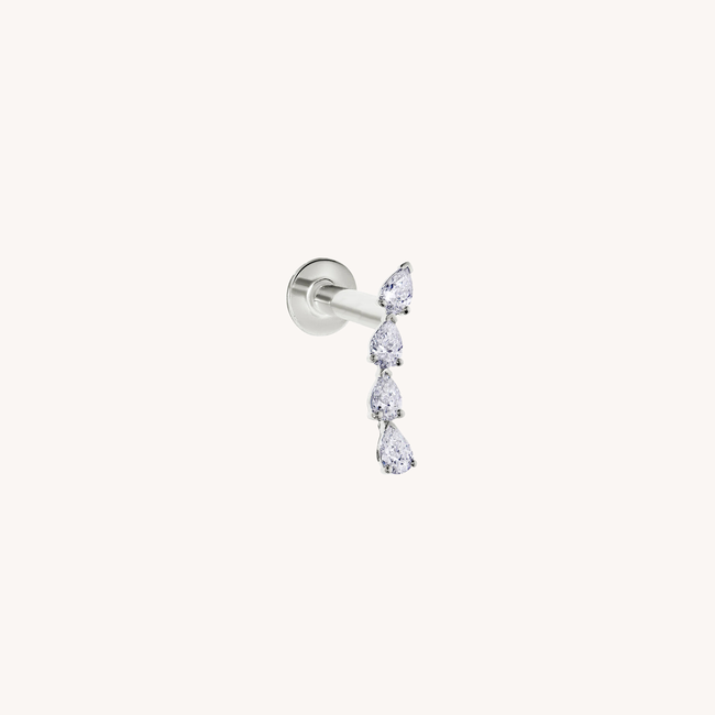 Quadruple Pear Diamond Piercing 18K