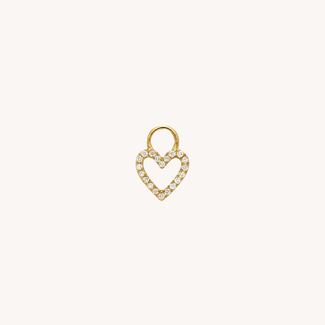 Heart Huggie Diamond Charm 18K