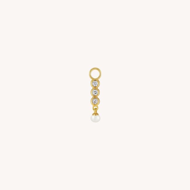 Trio CZ Pearl Charm Gold Plated