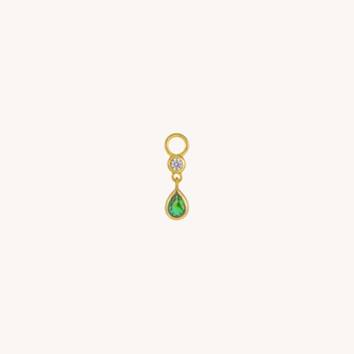 J&Co. Emerald Teardrop Charm Gold Plated