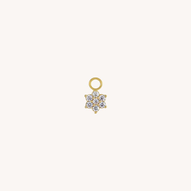 Pave Flower Charm Gold Plated