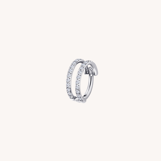 Double Halo Click Ring Titanium