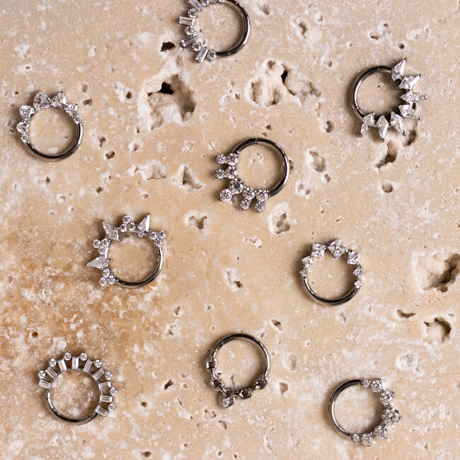 Padlock Heart Click Ring Titanium