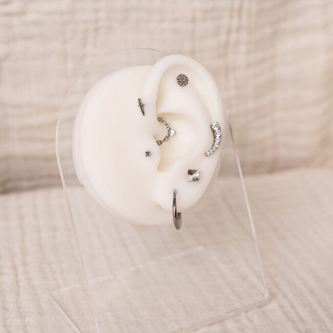 Padlock Heart Click Ring Titanium