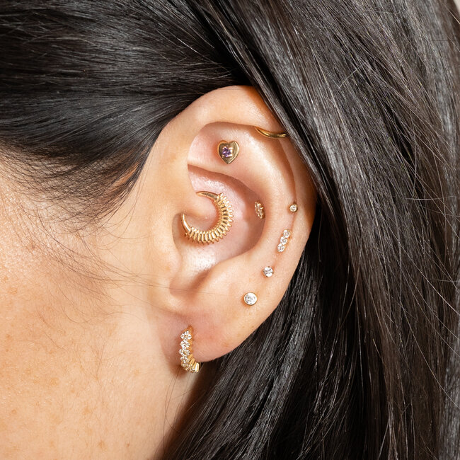 14K Solid Gold Threadless Labret Summer Fling