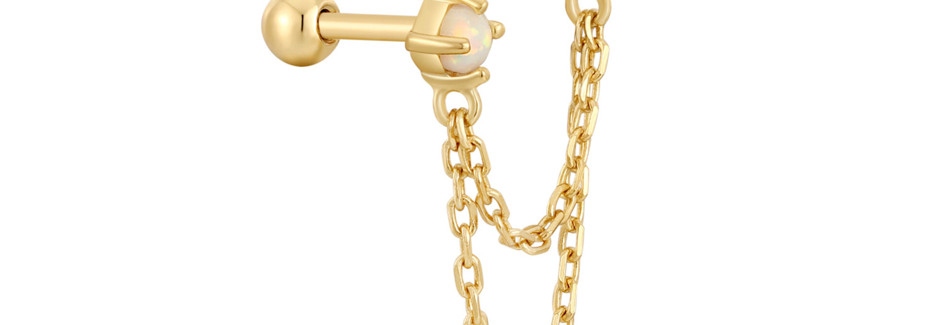 Kyoto Opal Drop Chain Barbell Single Piercing- Gold plated