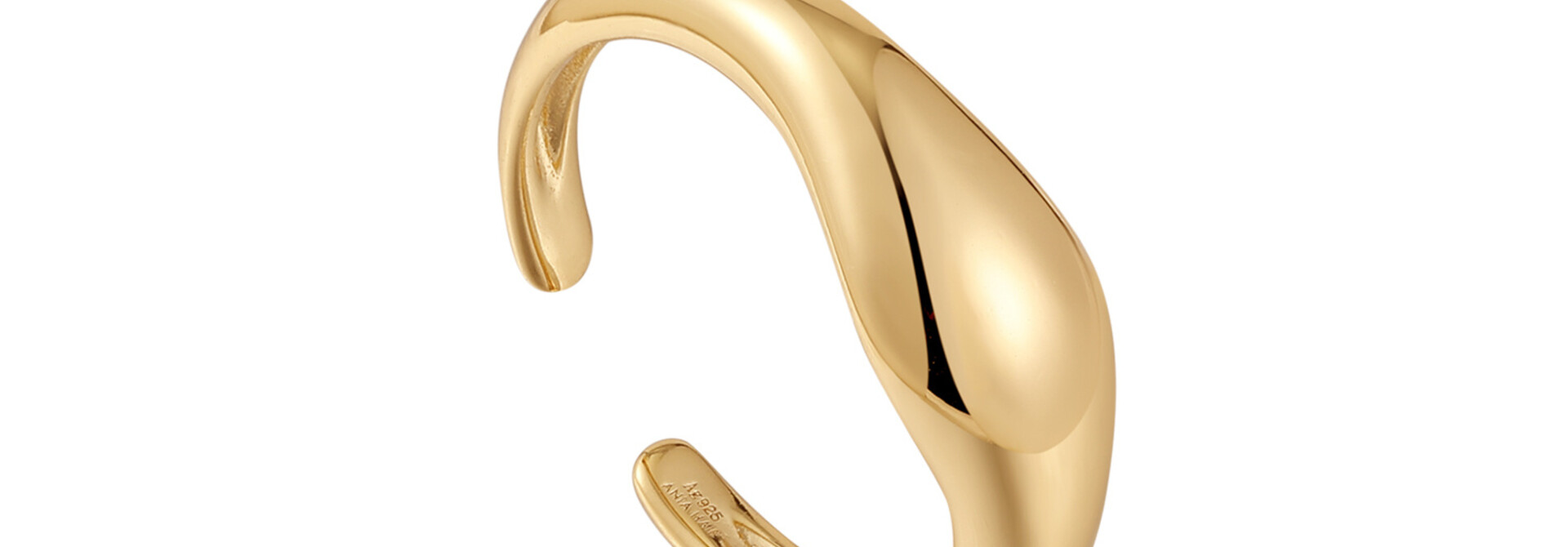 Wave Verstelbare Ring    - Gold plated