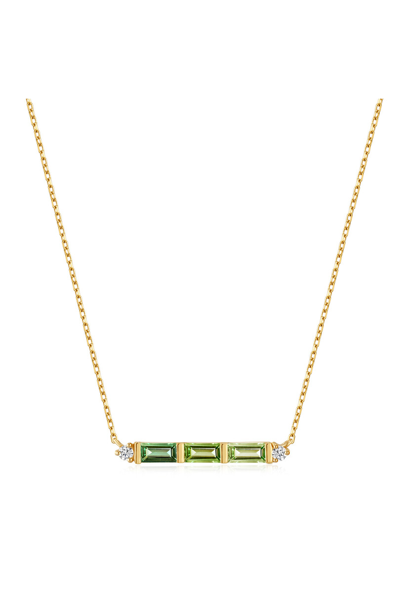 Tourmaline and White Sapphire Bar Ketting