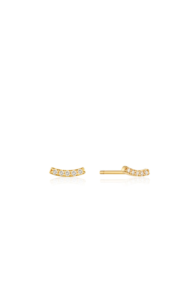 Gebogen oorknopjes met natuurlijke diamanten 14 karaat goudkleurig edelmetaal 6,5 × 1,2 mm