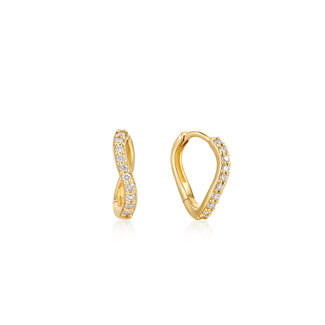 Huggie oorringen met natuurlijke diamanten 14 karaat goudkleurig edelmetaal 11,5 mm