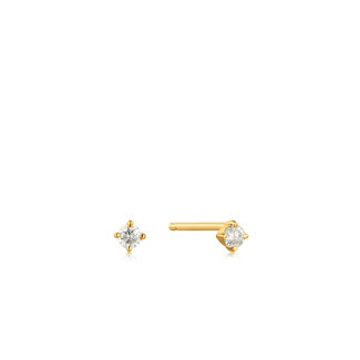 Oorknopjes met natuurlijke diamanten 14 karaat goudkleurig edelmetaal 3,2 mm