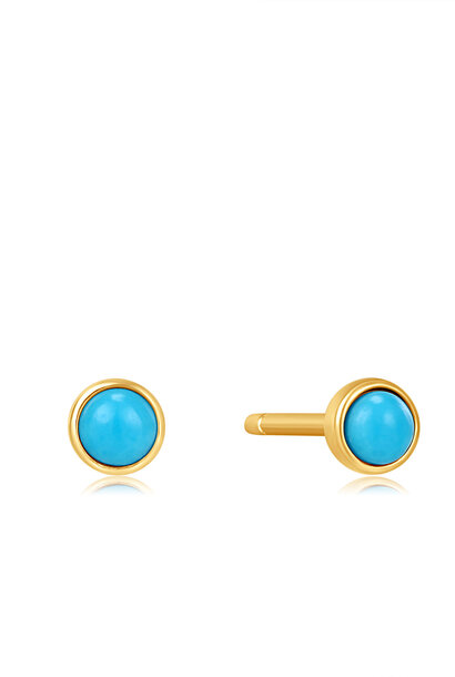 14kt Gold  Turquoise Cabochon Stud Earrings