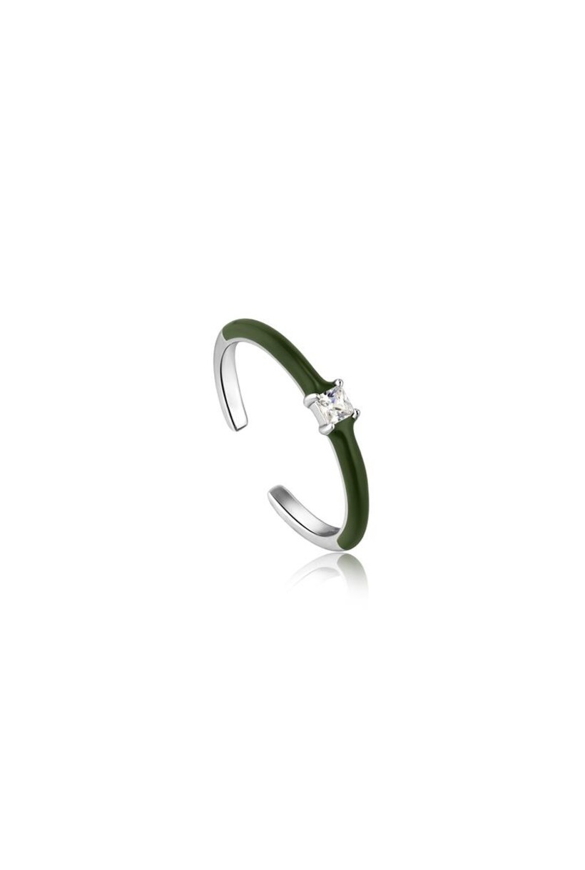 Forest Green Enamel  Adjustable Ring