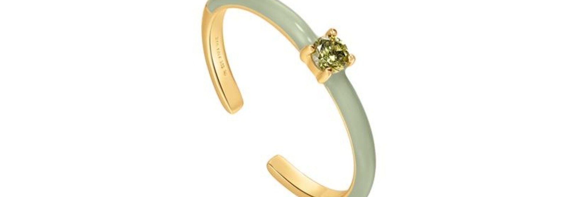Sage Enamel  Verstelbare Ring   - Gold plated